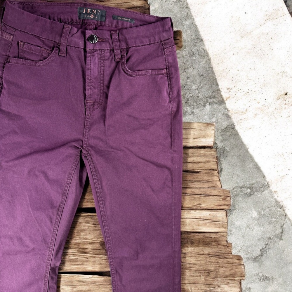 Jen7 Jeans Women 26 by 7 For All Mankind Slim‎ Straight Pants Plum Work Travel